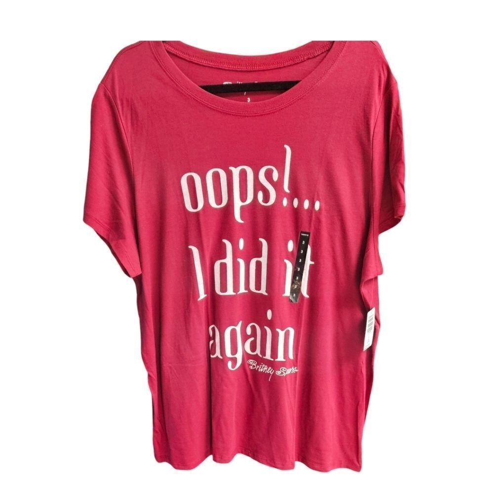 NEW TORRID Plus Size Red Britney Oops! Short Sleeve Crew Neck Tagless Tee 3X